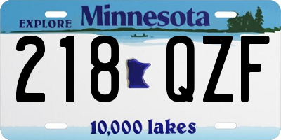 MN license plate 218QZF