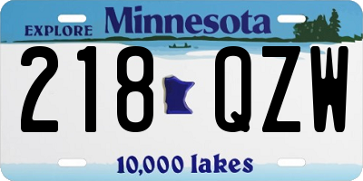 MN license plate 218QZW