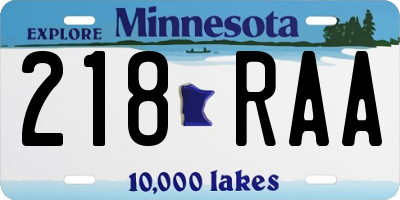 MN license plate 218RAA