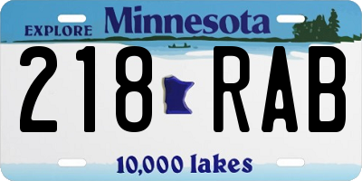 MN license plate 218RAB