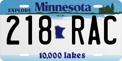 MN license plate 218RAC