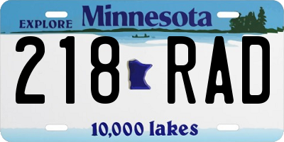 MN license plate 218RAD