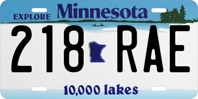 MN license plate 218RAE