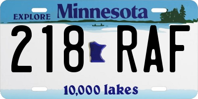 MN license plate 218RAF