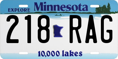 MN license plate 218RAG