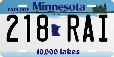 MN license plate 218RAI