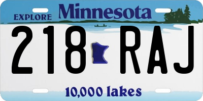 MN license plate 218RAJ