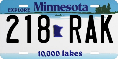 MN license plate 218RAK