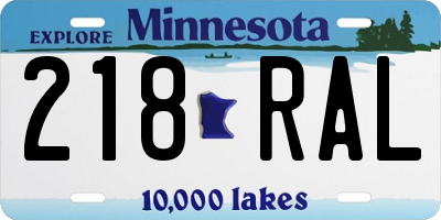 MN license plate 218RAL