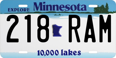MN license plate 218RAM