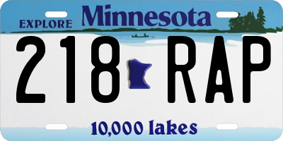 MN license plate 218RAP