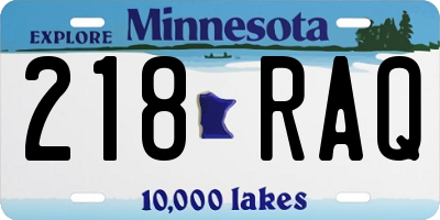 MN license plate 218RAQ