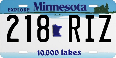 MN license plate 218RIZ