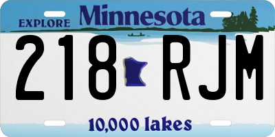 MN license plate 218RJM
