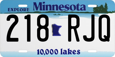 MN license plate 218RJQ