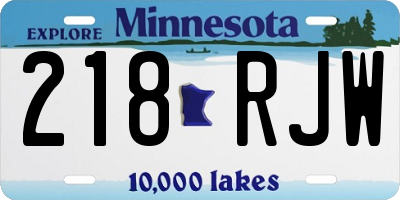 MN license plate 218RJW