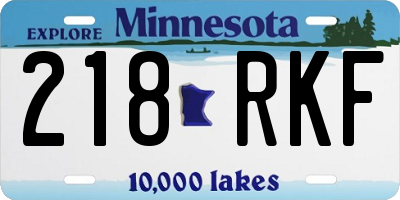 MN license plate 218RKF