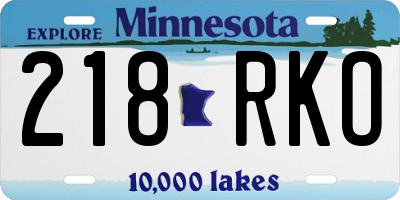 MN license plate 218RKO