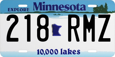 MN license plate 218RMZ