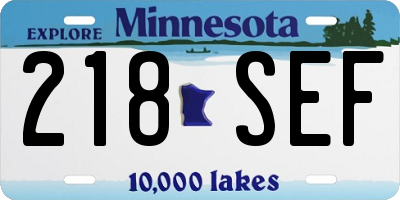 MN license plate 218SEF