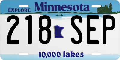 MN license plate 218SEP