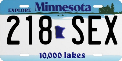 MN license plate 218SEX