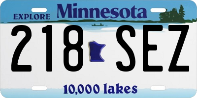 MN license plate 218SEZ