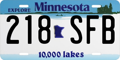MN license plate 218SFB