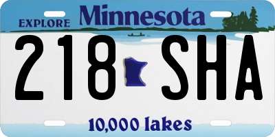 MN license plate 218SHA