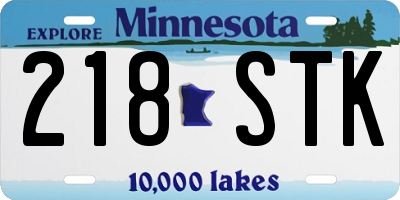 MN license plate 218STK