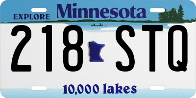 MN license plate 218STQ