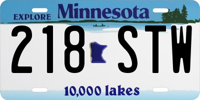 MN license plate 218STW