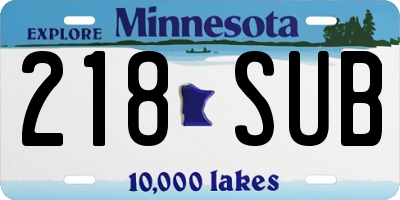 MN license plate 218SUB