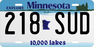 MN license plate 218SUD