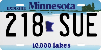 MN license plate 218SUE