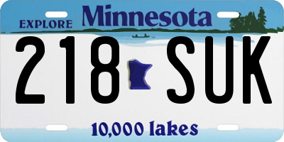 MN license plate 218SUK