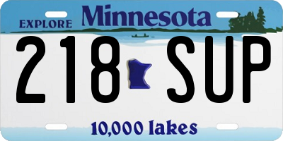 MN license plate 218SUP