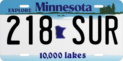 MN license plate 218SUR