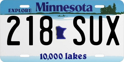 MN license plate 218SUX