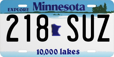 MN license plate 218SUZ