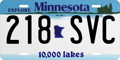 MN license plate 218SVC