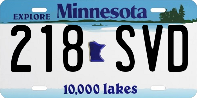 MN license plate 218SVD