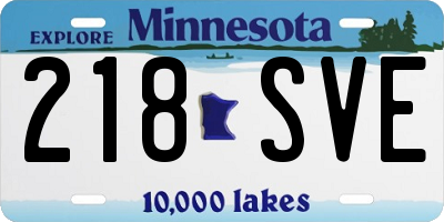 MN license plate 218SVE