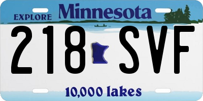 MN license plate 218SVF