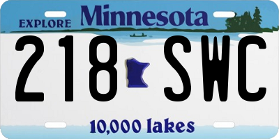 MN license plate 218SWC