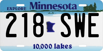 MN license plate 218SWE