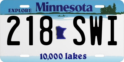 MN license plate 218SWI