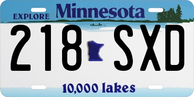MN license plate 218SXD