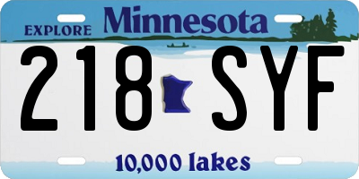 MN license plate 218SYF