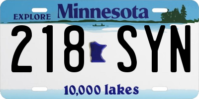 MN license plate 218SYN